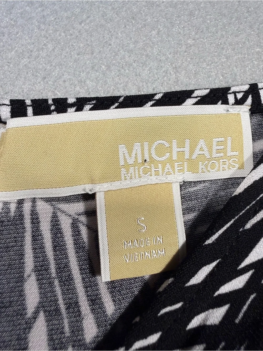 Michael Kors Small Black White Palm-Print Maxi Sundress Flowy Adjustable Beach
